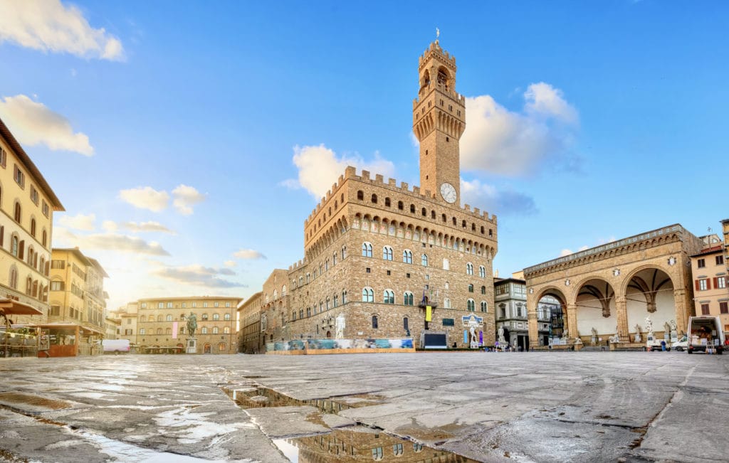 the Piazza della Signoria with Palazzo Vecchio in Florence