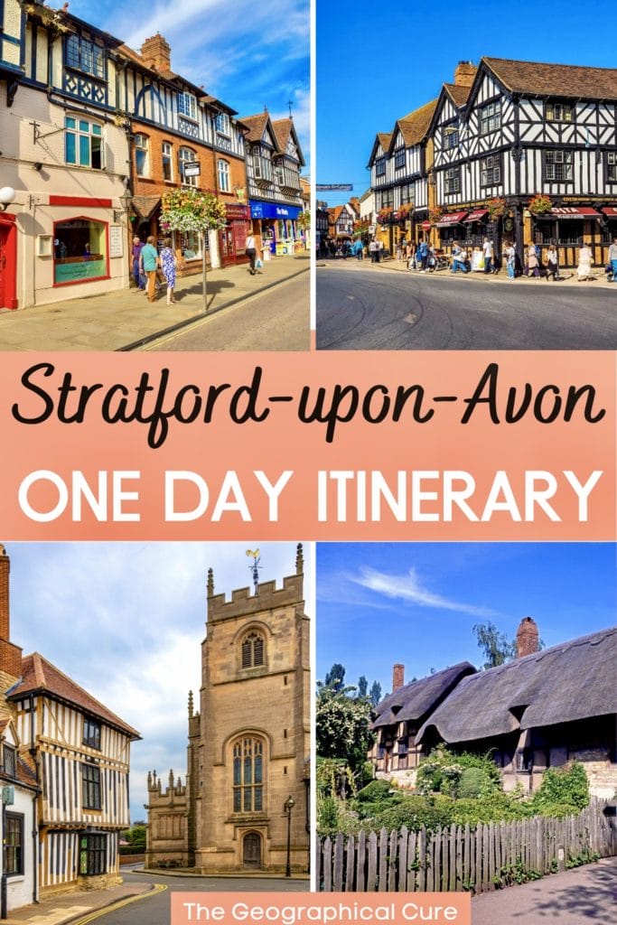 Pinterest pin for one day in Stratford-upon-Avon, the perfect day trip from London